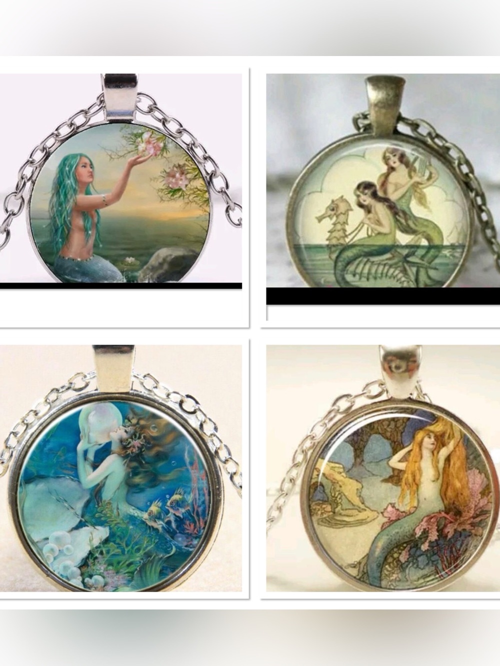 Mermaid Pendant Necklace Bundle of 4